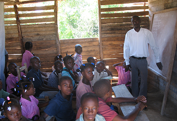 A classroom in the old Flower of Hope School had walls with openings between planks of wood.